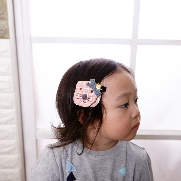 (sale) ABM 집게핀-고양이봉제 핑크