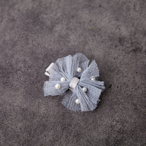 (sale) ABM 집게핀-진주리본 진그레이