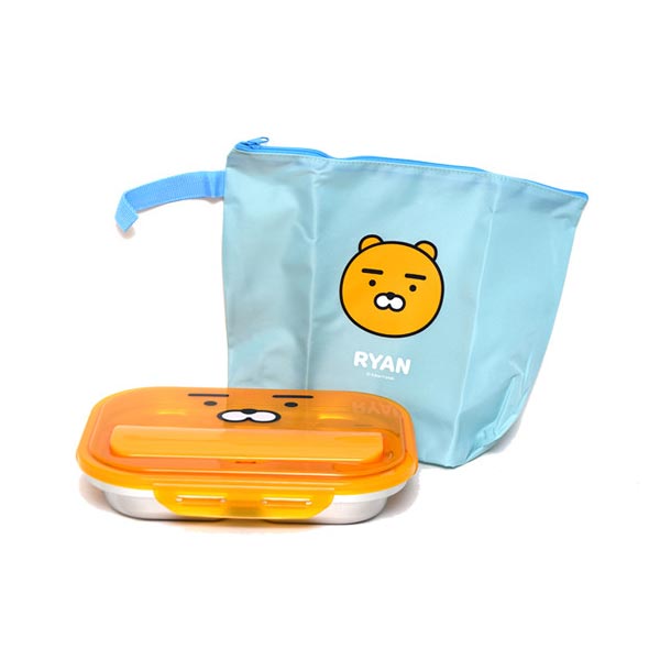 카카오 올인원 가방 수저통 식판세트 (라이언)