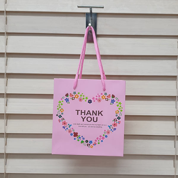 ABM 플라워 땡큐 쇼핑백 핑크 소 10개(14x7x15cm)
