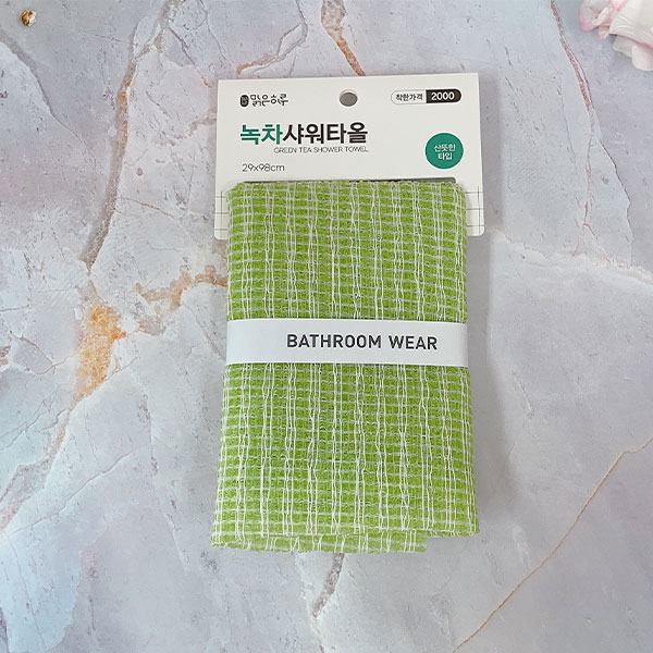 맑은하루 녹차 샤워타월(색상랜덤)(28x95cm)