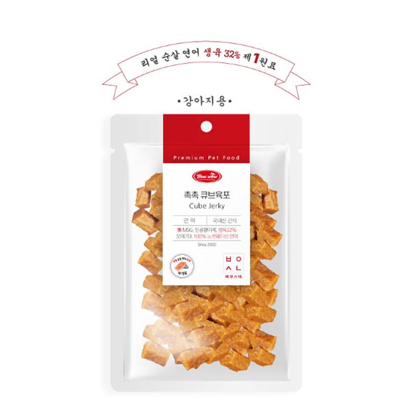 ★바우와우 촉촉 큐브육포 연어 300g