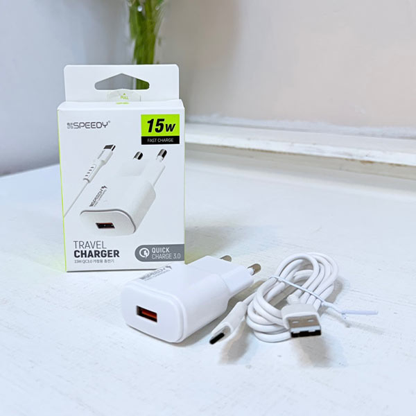 스피디 15w QC3.0 가정용 충전기(C타입 케이블포함)