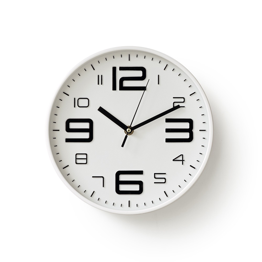 무소음 원형 벽시계 25cm 화이트