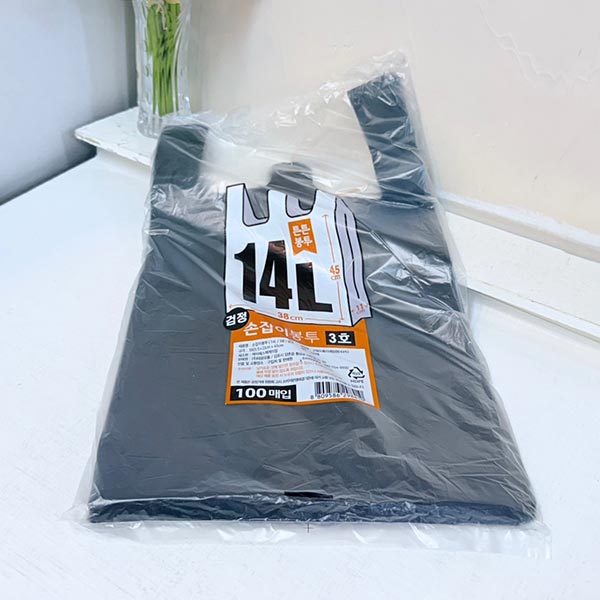손잡이봉투 3호 14L 검정 100매 38x11x45