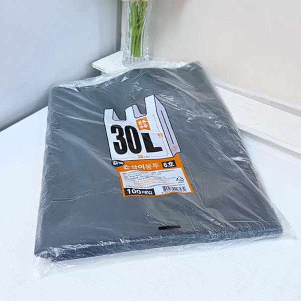 손잡이봉투 6호 30L 검정 100매 38x15x63