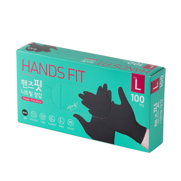 (온x)핸즈핏 니트릴장갑 블랙 L 100개입