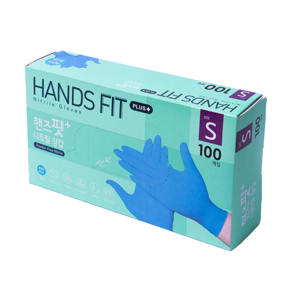 (온x)핸즈핏 플러스 니트릴장갑 아쿠아블루 S 100개입