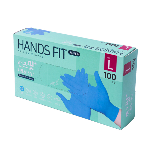 (온x)핸즈핏 플러스 니트릴장갑 아쿠아블루 L 100개입
