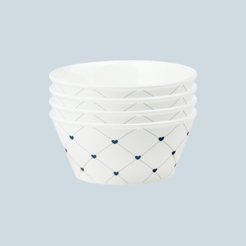 (차량배송)체크하트 대접 4P세트