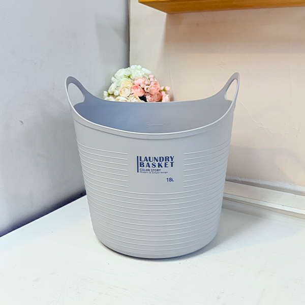 컬러스토리 세탁바구니 18L 막힘형 그레이