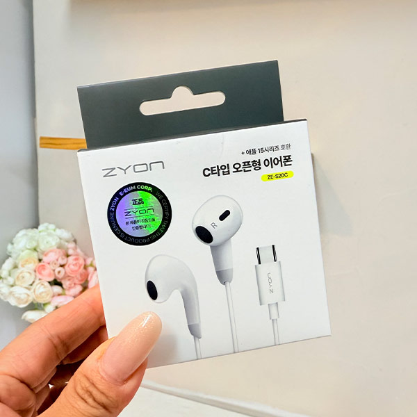 자이온 C타입 오픈형 이어폰 ZE-S20C 화이트