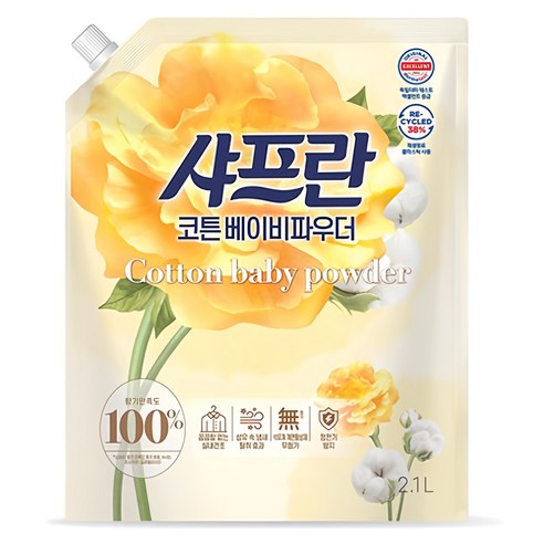 샤프란 섬유유연제 코튼 베이비파우더 리필 2.1L