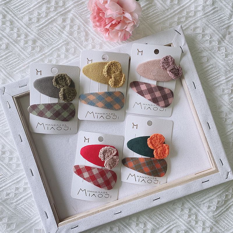 ABM니트 리본 헤어핀 2종 색상랜덤