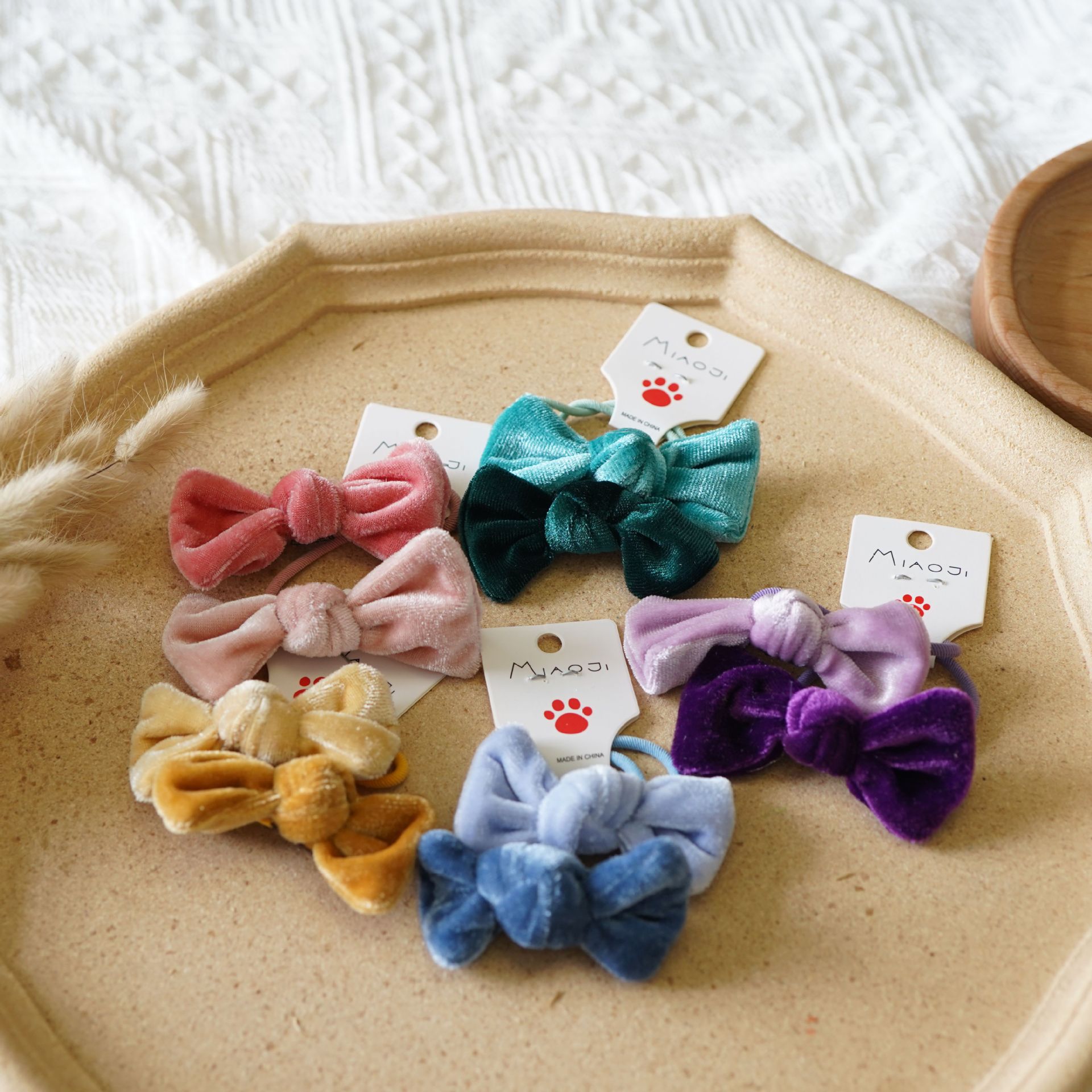 ABM리본벨벳 헤어끈 2개입 색상랜덤