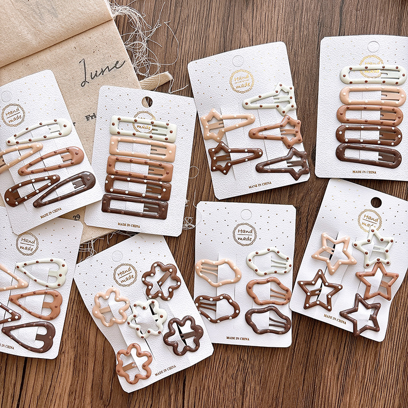 ABM밀크브라운 도트 헤어핀 5개입 색상랜덤