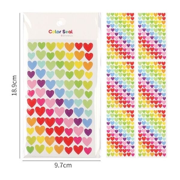 ABM칼라 모양 스티커 하트 6매입