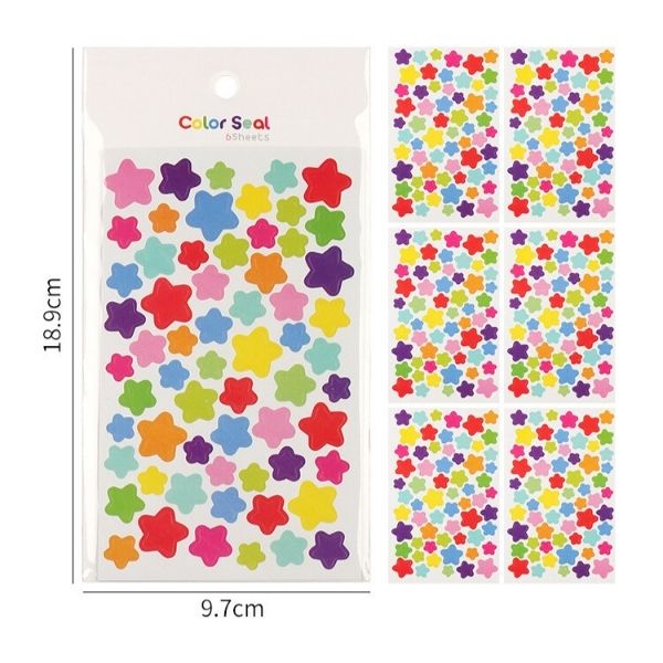 ABM칼라 모양 스티커 별 6매입