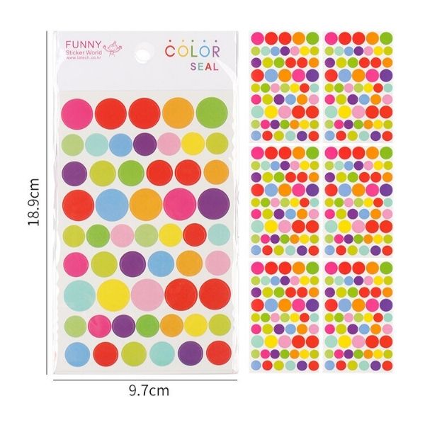 ABM칼라 모양 스티커 원형 6매입