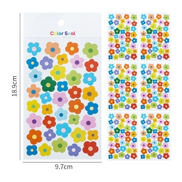 ABM칼라 모양 스티커 플라워 6매입