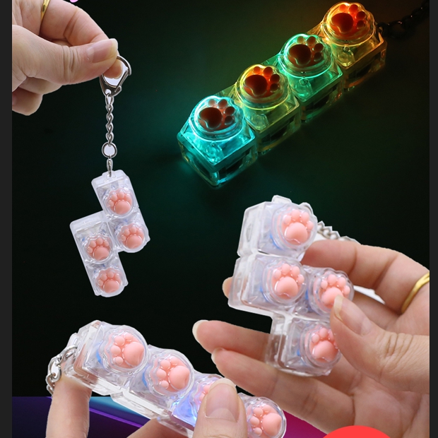 4구 캣츠 LED 딸깍이 키링