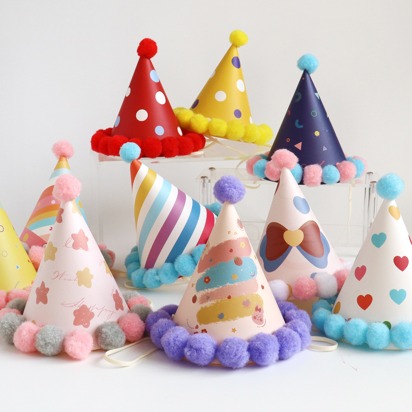 ABM미니 생일 꼬깔모자 13cm 10개(디자인랜덤)